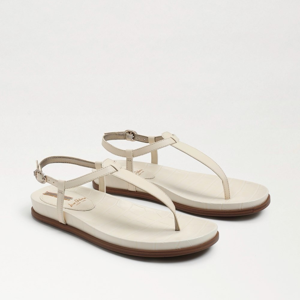 Sam Edelman | Naomi Thong Sandals Ivory Leather Size 7.5 New